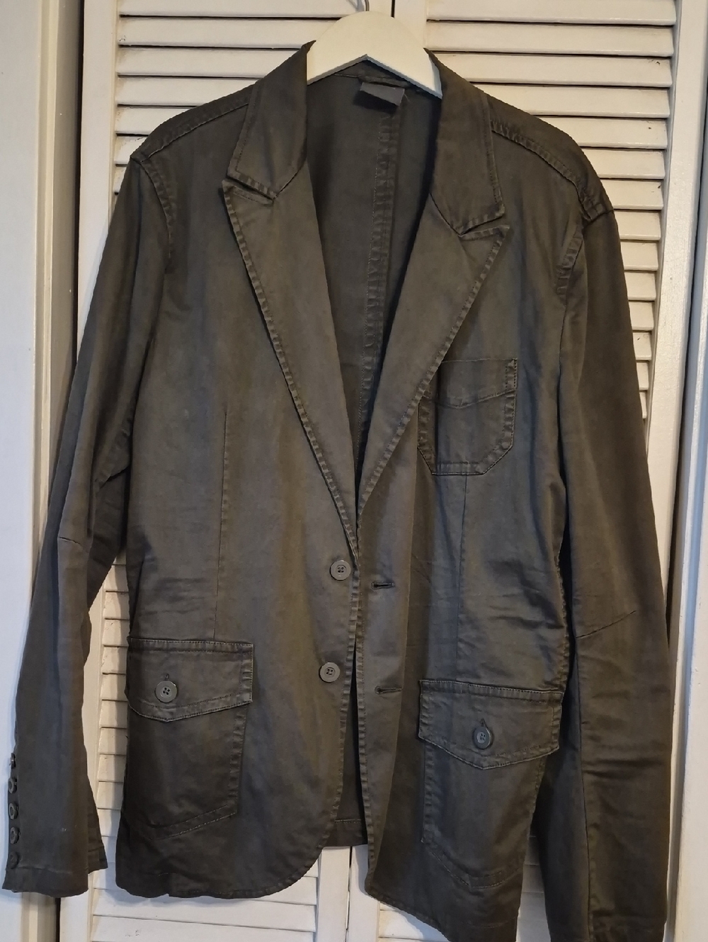 Lightweight Olive Green Cotton Blazer